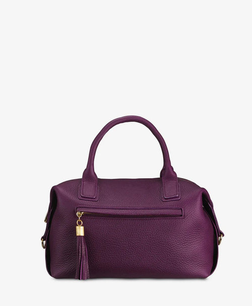 Soft Pebble Grain Leather Multi-Wear Curved Duffel Satchel Bag