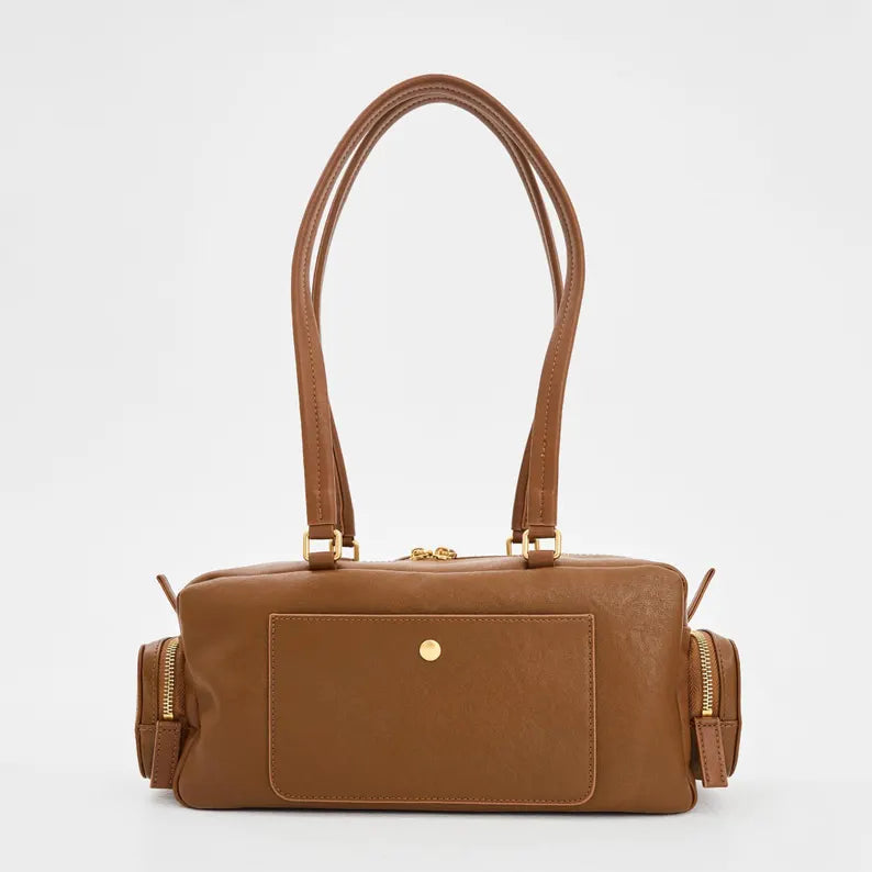 Structured Cow Leather Mini Duffel Shoulder Bag