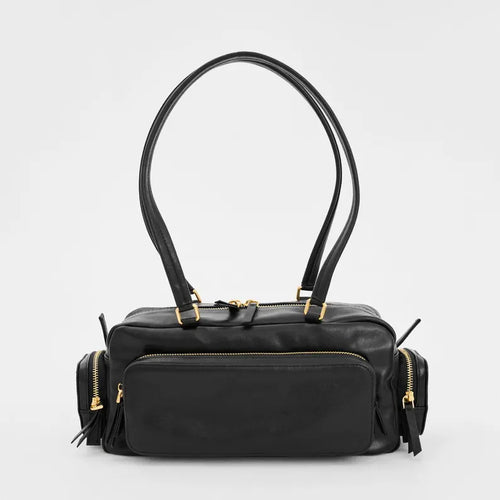 Structured Cow Leather Mini Duffel Shoulder Bag